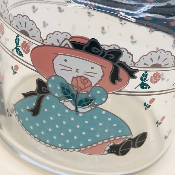 Vintage 1988 Country Kitty Cat Doll Apothecary Glass Jar and Bubble Lid - Picture 3 of 10